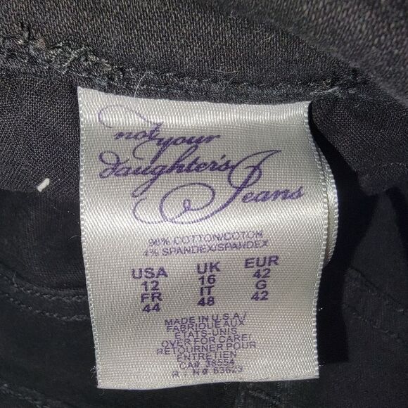 Nydj Lift Tuck Black Boot Cut rhinestone side Jeans Size 12 - Picture 5 of 6